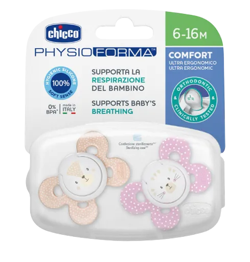 Chicco Chupeta Physio Comfort 6-16 meses Rosa Sortido x2