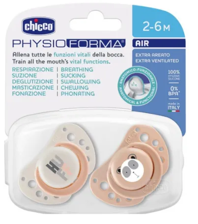 Chicco Chupeta Physio Air 2-6 meses Rosa x2