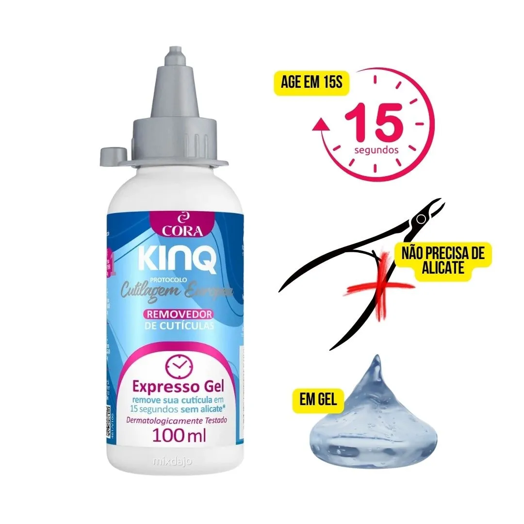 Removedor de cuticulas em gel Kinq Cora cutilagem européia 100ml Passo 1