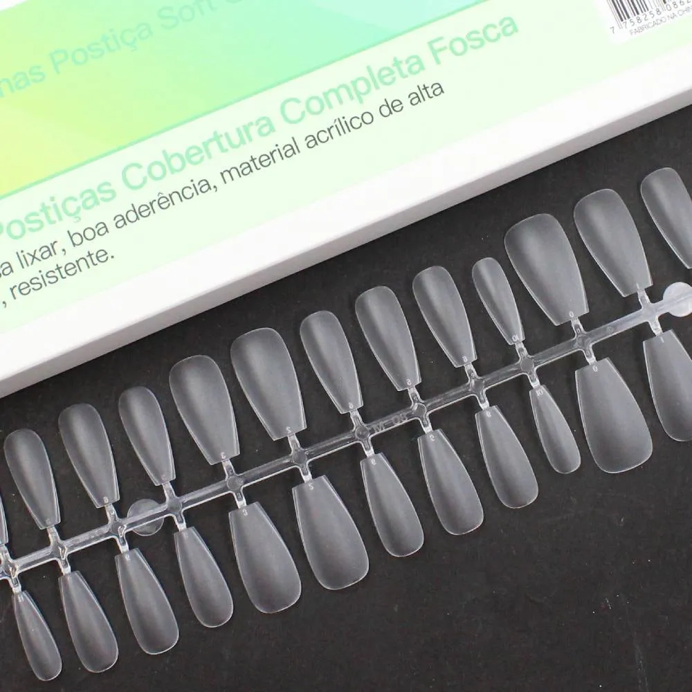 Postiças Soft Gel Acrílico Fosca Quadrada Média 300un