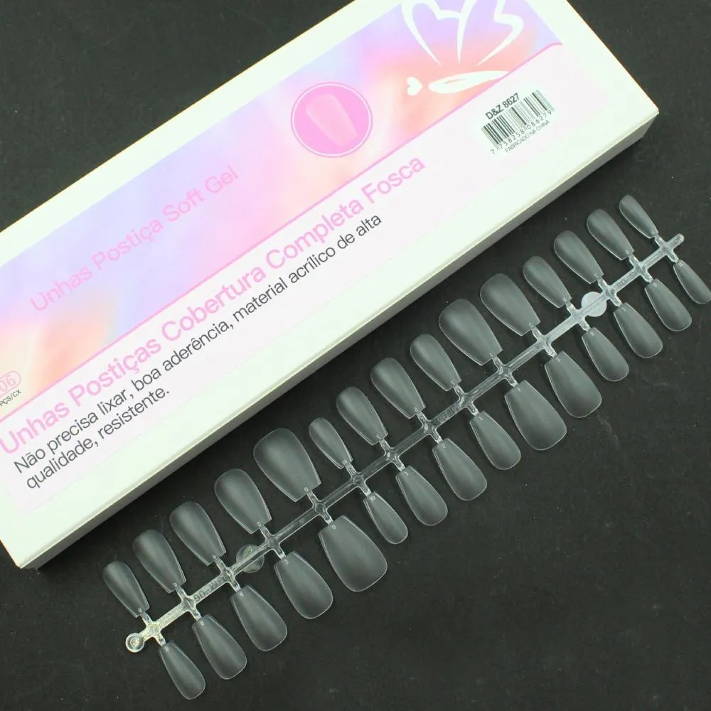 Postiças Soft Gel Acrílico Fosca Quadrada Curta 300un 8627