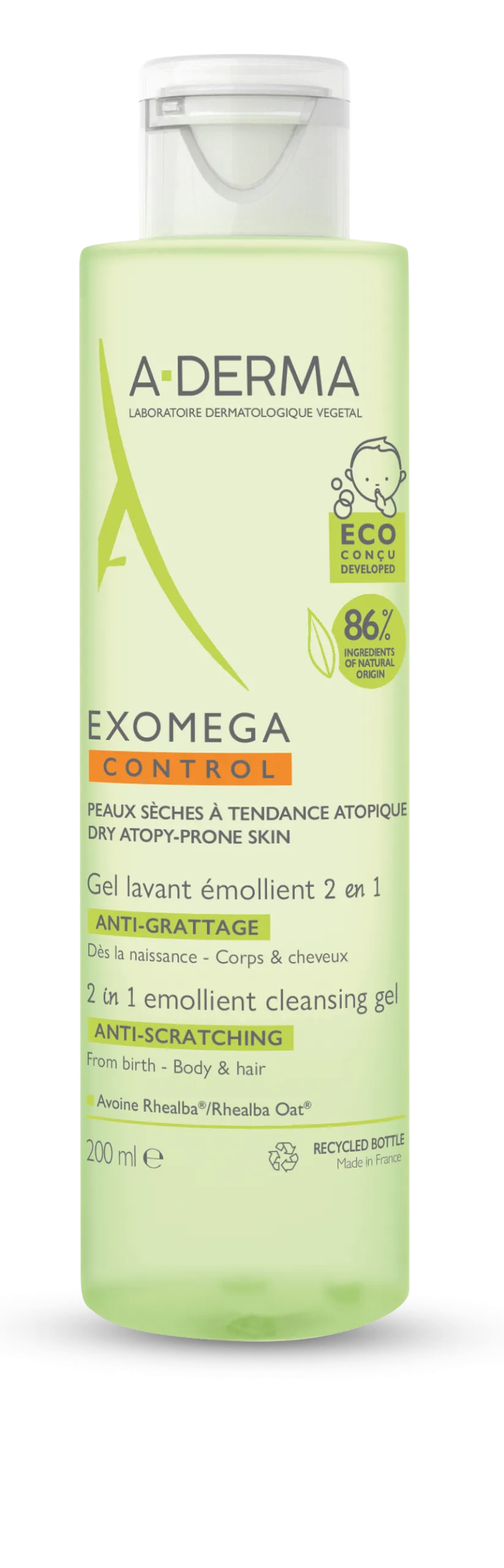 A-Derma Exomega Control Gel Lavante 2 em 1 200mL