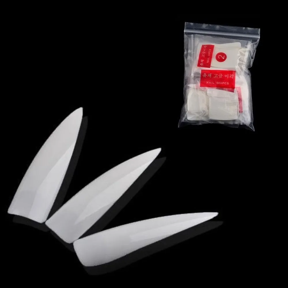 Unhas Postiças Stiletto Extra Longa Natural 500 Un