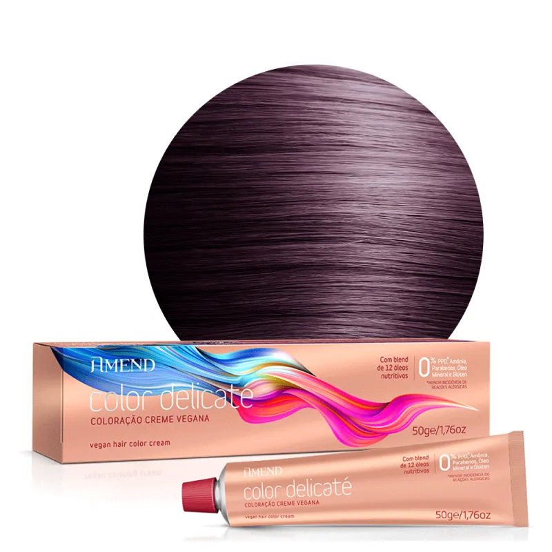 Amend Tintura Color Delicaté 33.66 CASTANHO ESCURO VERMELHO INTENSO (FRAMBOESA) 50G