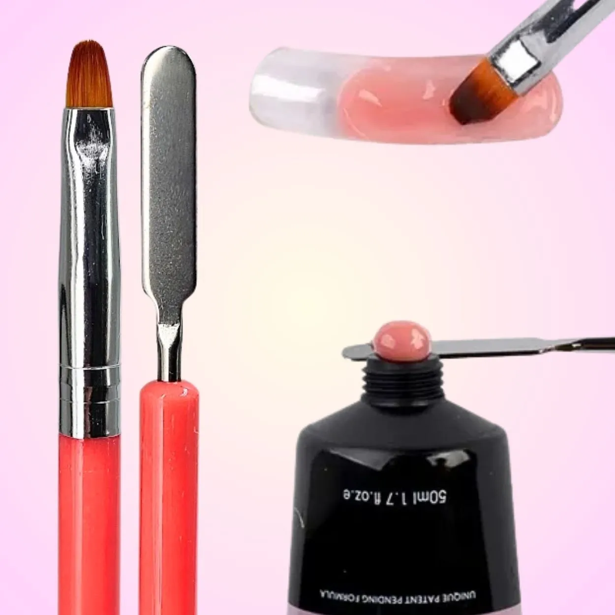 Pincel 2 pontas Lingua de gato e espátula de polygel