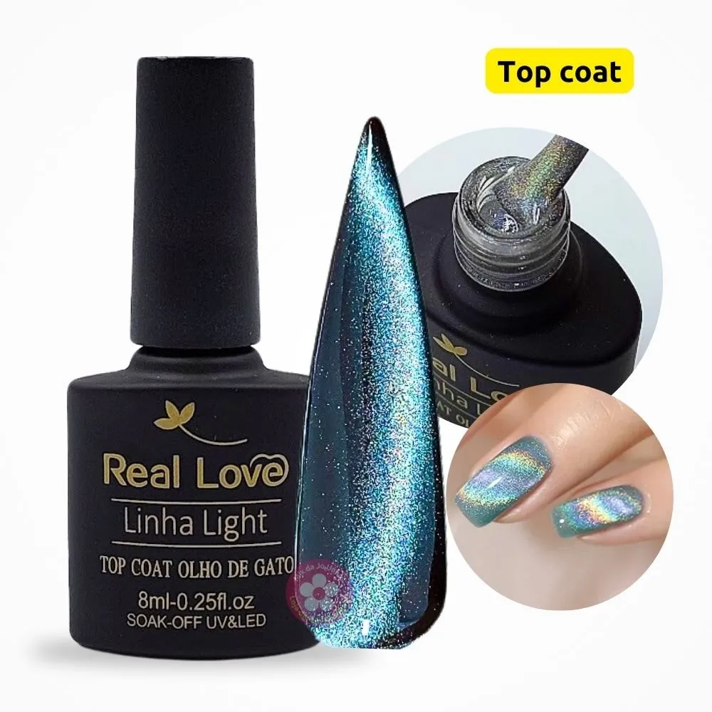 Top Coat Olho de Gato Refletivo Furta cor Real Love 8ml Cat Eye