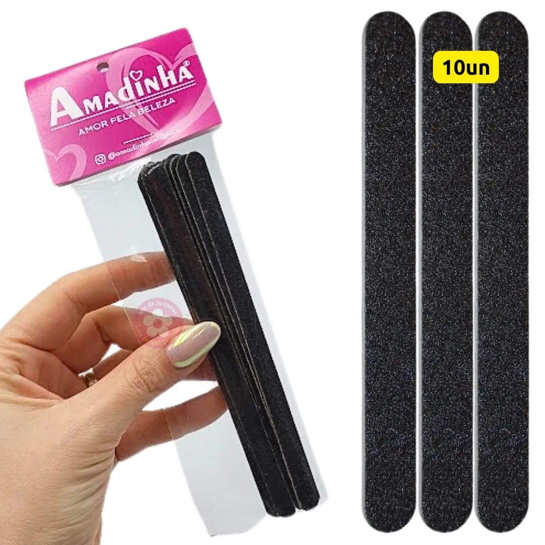 Lixa descartável de Unha 16cm Preta com 10un Amadinha