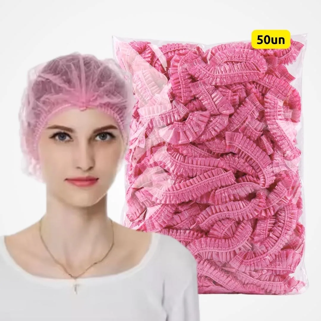 Touca descartável TNT 50un Rosa Cels