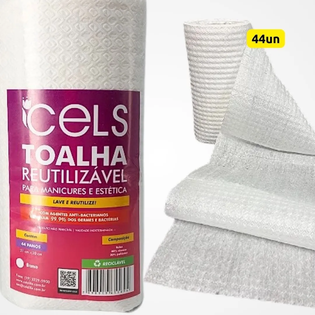 Toalha Reutilizável para Manicures 21 x 20 Branca Cels