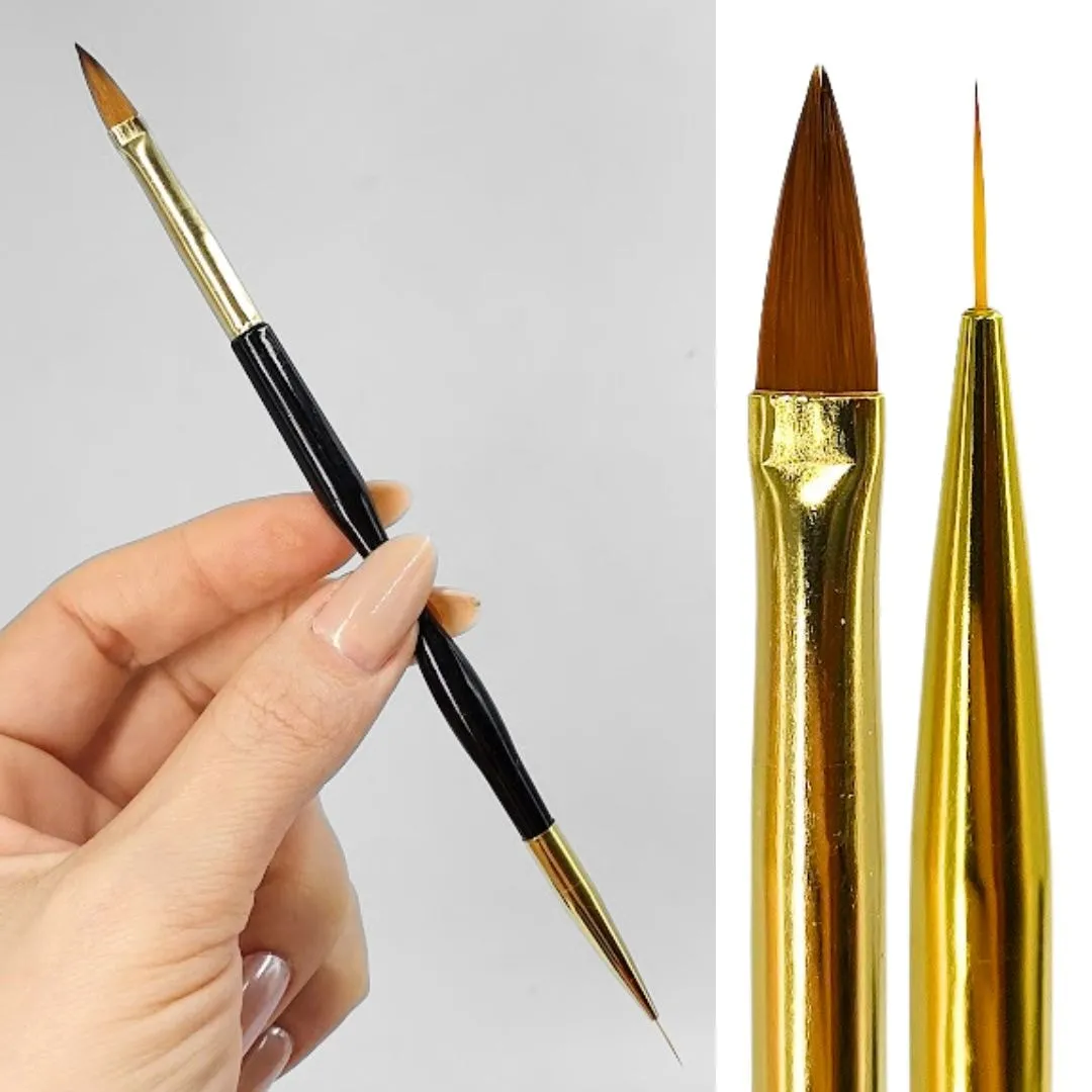 Pincel de 2 pontas para polygel, acrílico e esmaltação 156 Real love