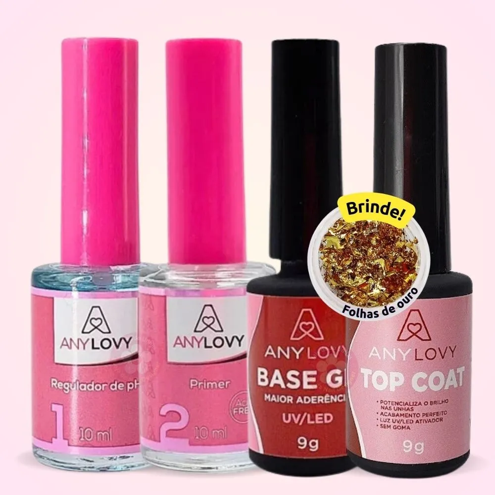 Preparadores Any Love com top coat Kit com 4 itens