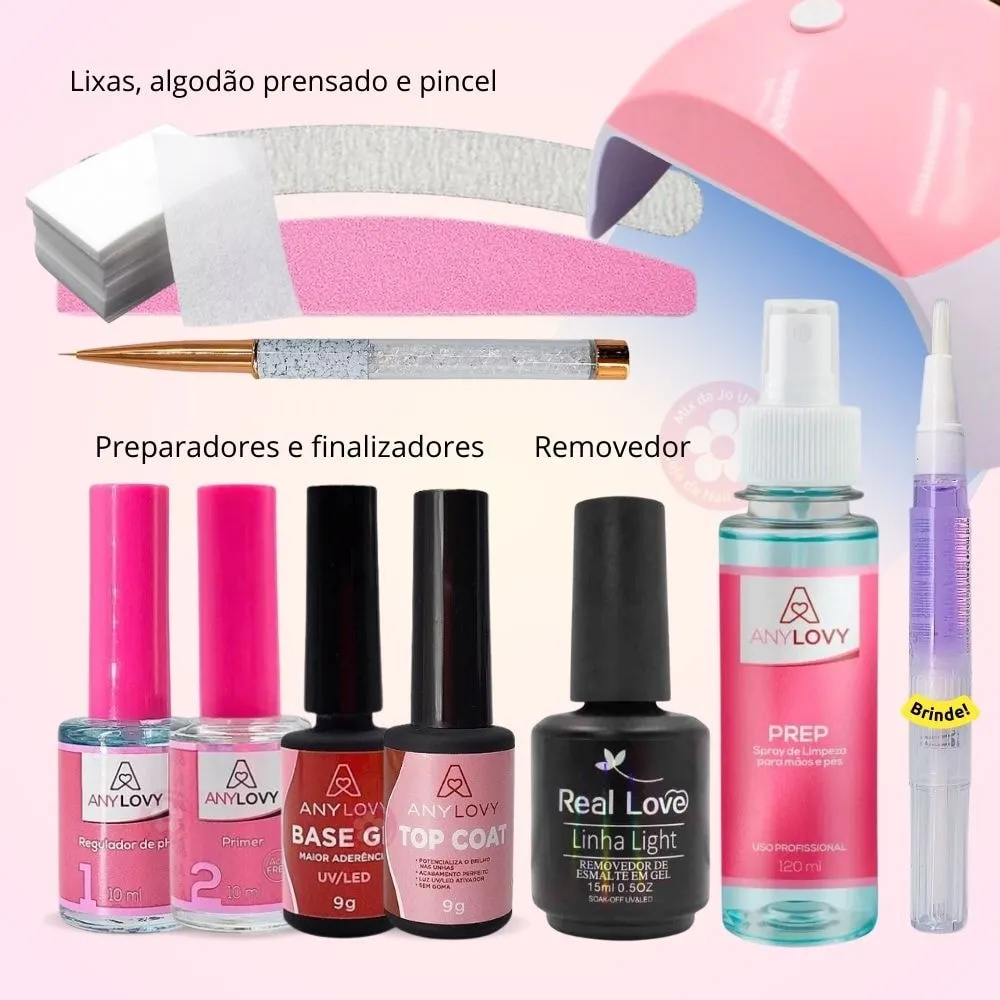 Kit para esmaltação em gel Completo Any Love Uso pessoal com manual