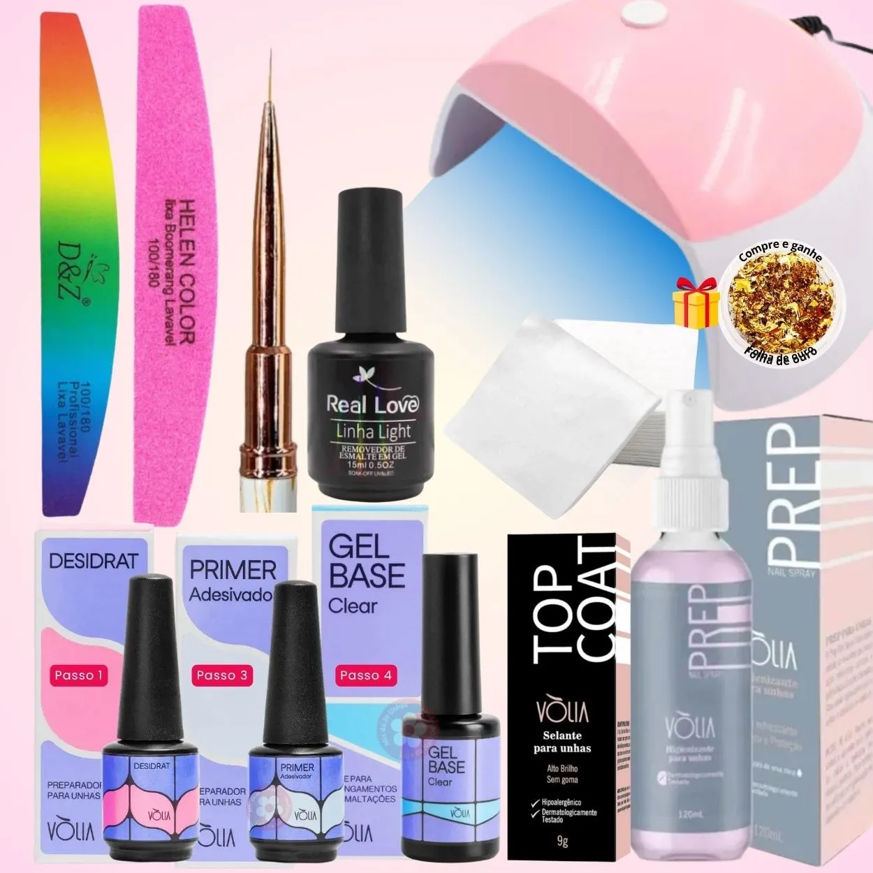 Kit para esmaltação em gel e blindagem Volia Uso pessoal com manual