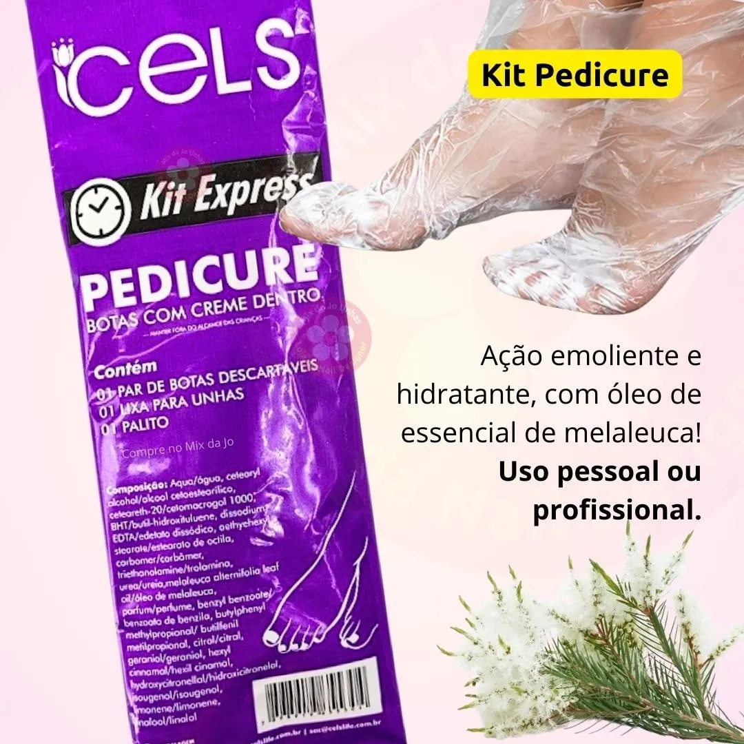 Kit Pedicure Express Cels com Luva Emoliente Lixa e Palito