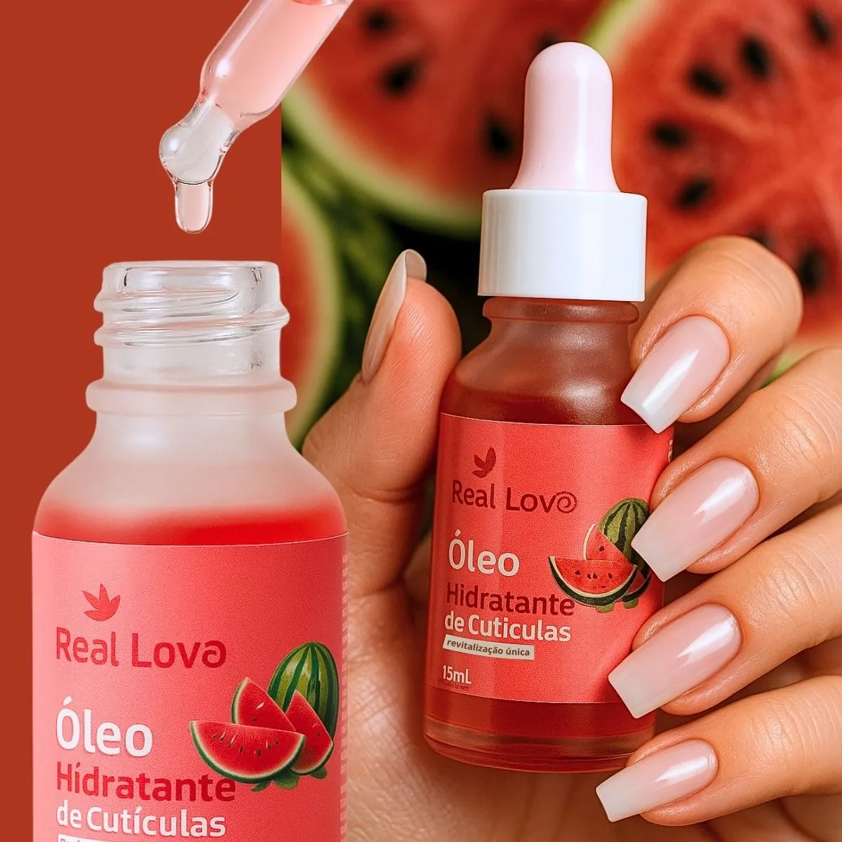 Óleo de cutículas Conta Gotas 15ml Real Love melância