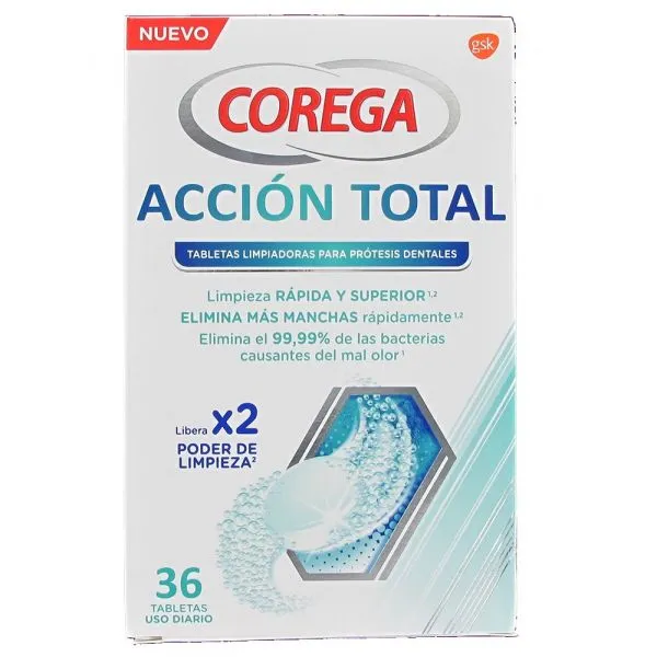 Corega Ação Total Pastilhas Limpeza Diária X36