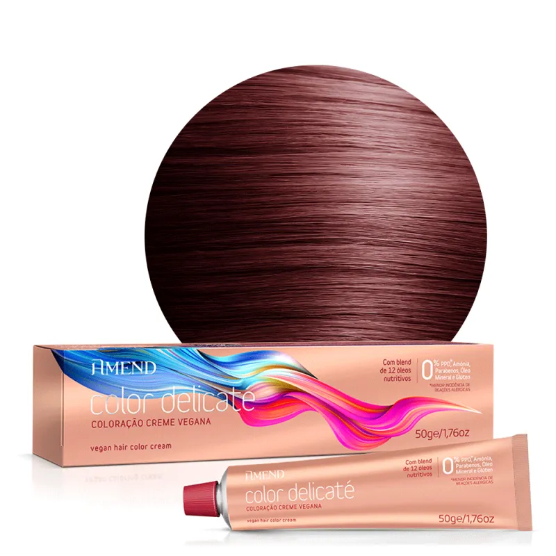 Amend Tintura Color Delicaté 4.66 CASTANHO MÉDIO VERMELHO INTENSO 50G