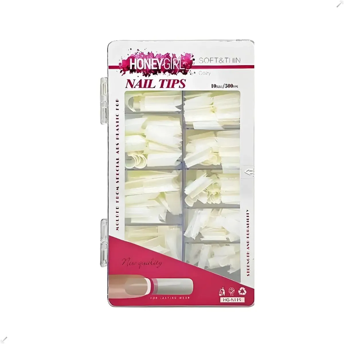 500 Tips Curvatura C Natural Honey Girl Para Alongamentos Unha em Gel