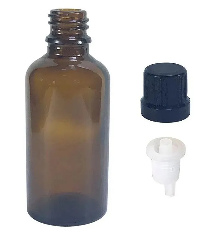 Frasco de Vidro Âmbar 50ml com Gotejador 1un