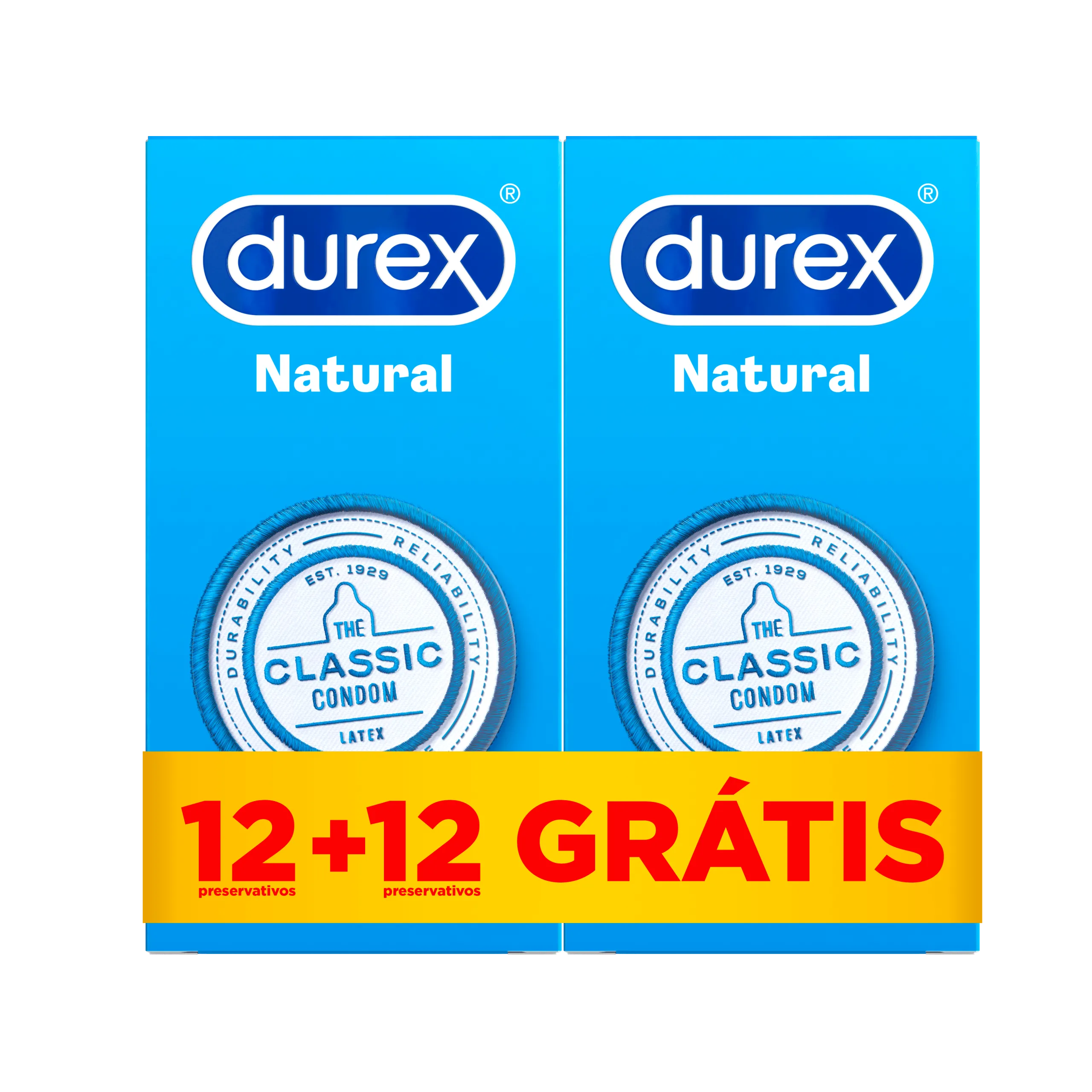 Durex Preservativos Natural 12 Unidades – Leve 2 Pague 1 | Conforto e Proteção
