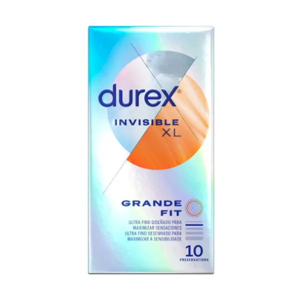 Durex Invisible XL – Preservativos Ultra Finos para Maior Conforto | 10 Unidades