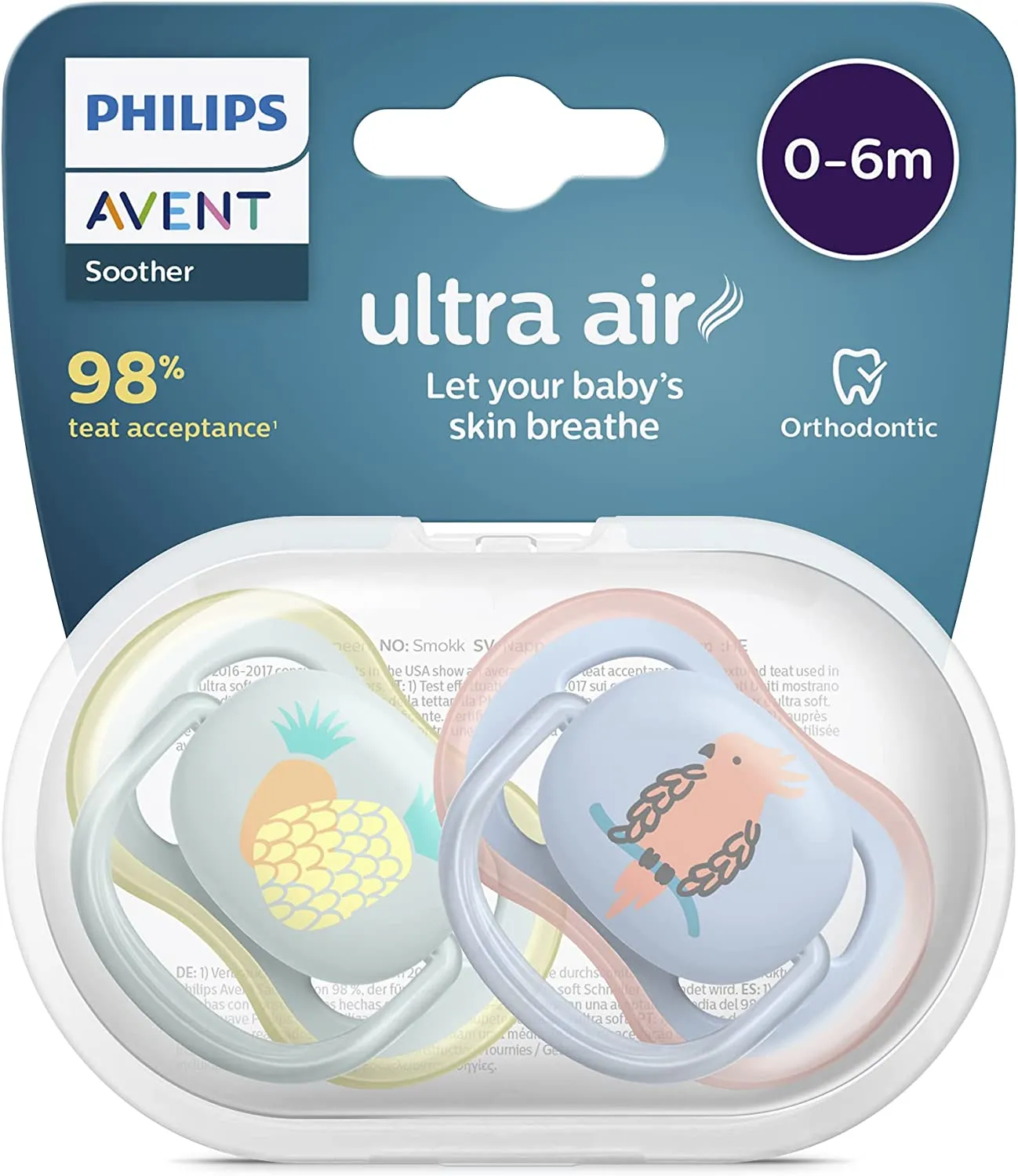 Philips Avent Chupetas Ultra Air Trendy 0-6 meses Pássaro e Ananás