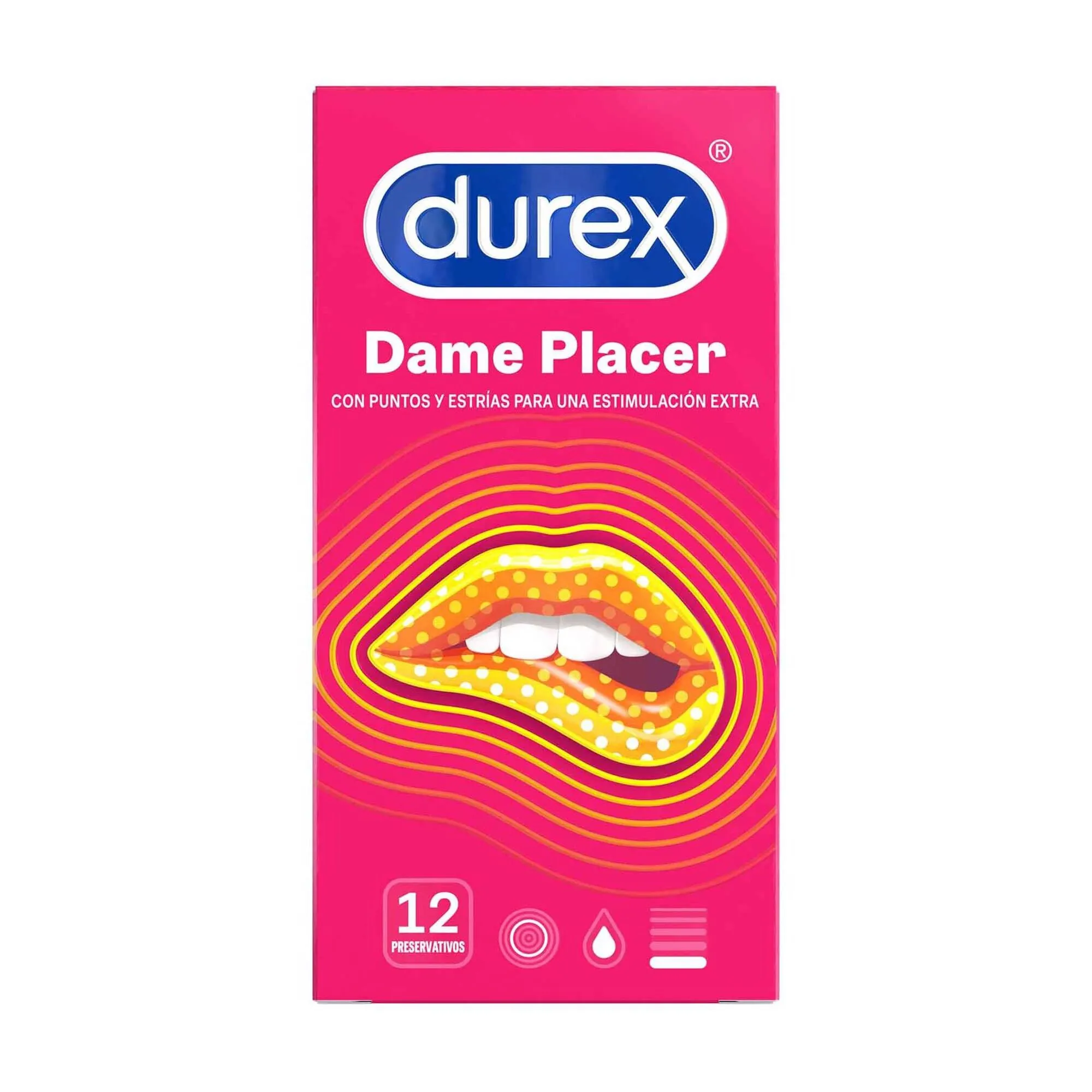 Durex Dame Placer x12 – Preservativos com Pontos e Estrias para Estimulação Extra