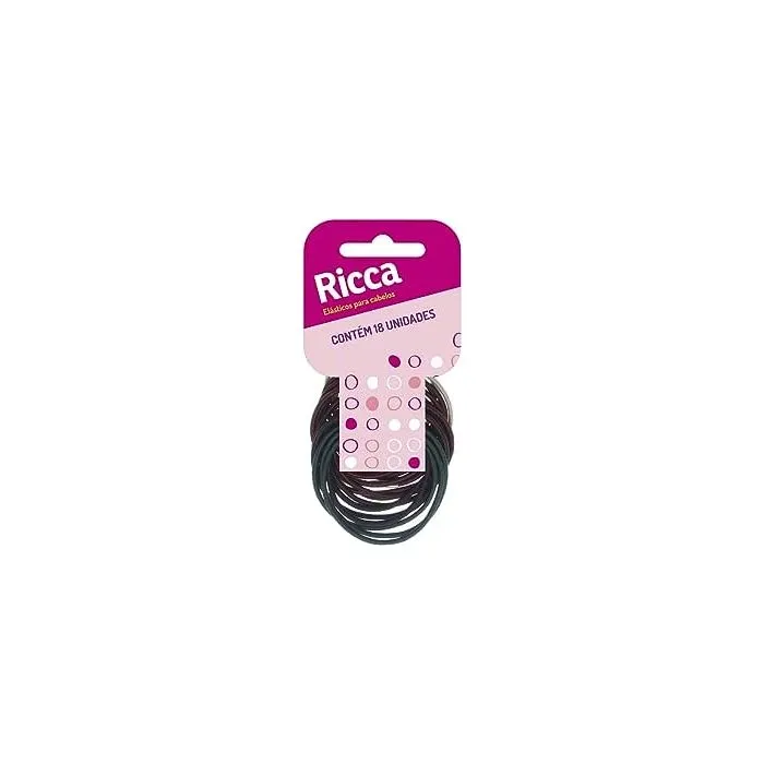 Elástico De Cabelo Ricca Com Metal, Basic, 18 Unidades