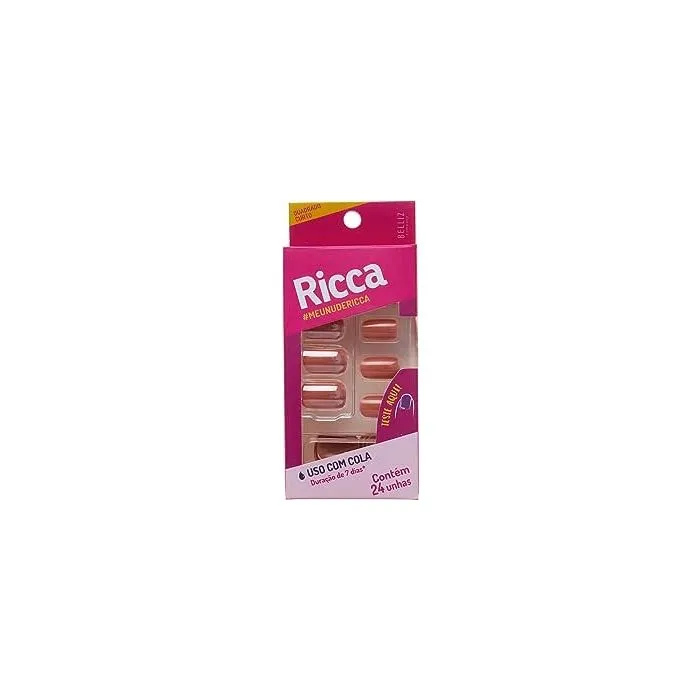 Unhas Ricca Coloridas Quad Curto Nude