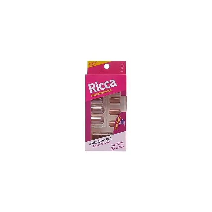Unhas Ricca Coloridas Quad Curto Nude Cápsulasuccino