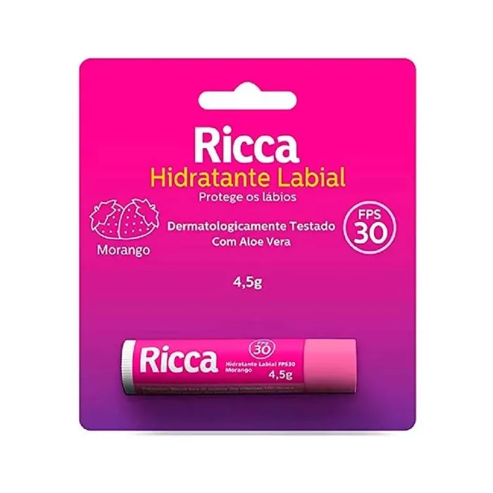 Ricca 2202, Hidratante Labial Fps 30 Morango Blister