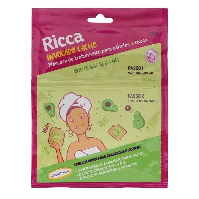 Máscara Tratamento Facial Ricca 30G Oleo Abacate Chocolate