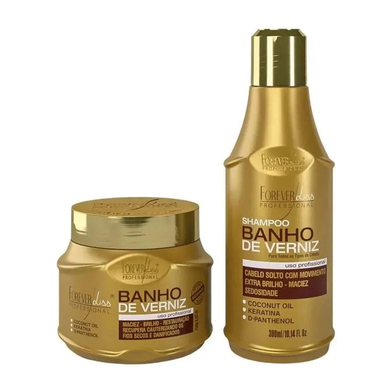 FOREVER LISS KIT SHAMPOO 300ML/ MASCARA 250G BANHO DE VERNIZ