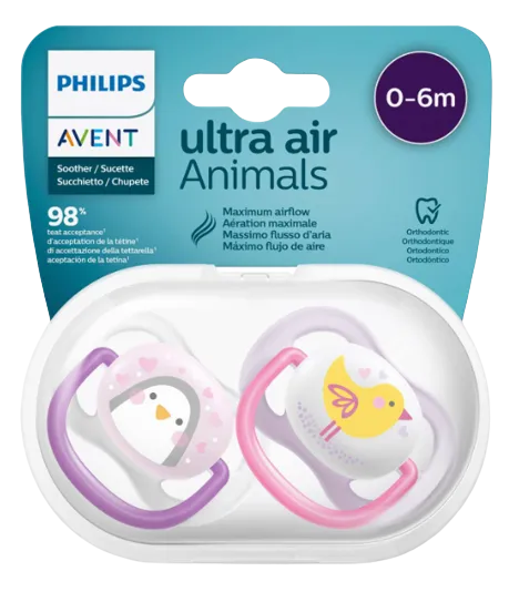 Philips Avent Chupetas Ultra Air Animals 0-6 meses Pinguim e Pássaro