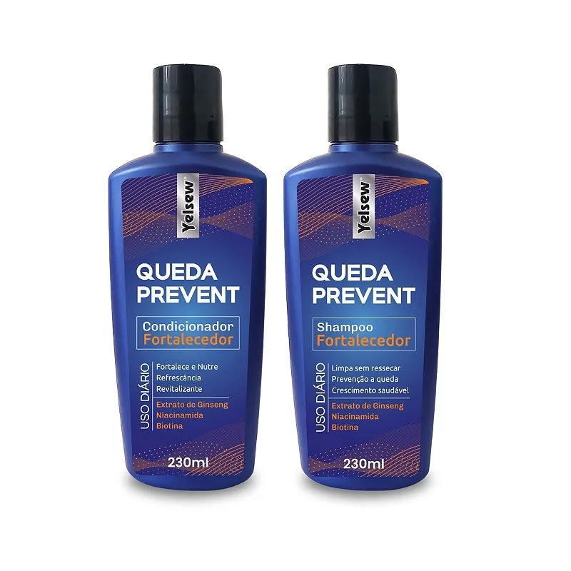 Shampoo Fortalecedor Limpeza Profunda + Condicionador Hidratante Tratamento Anti Queda Refrescante Anti-Inflamatória 230ml Yelsew