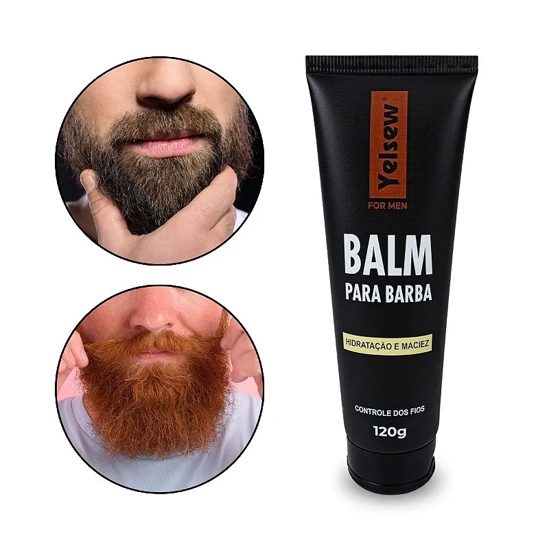 Balm Bálsamo Para Barba Hidratação Maciez Controle dos Fios Fixação Prolongada Crescimento Saudável Antifrizz 120g, Yelsew