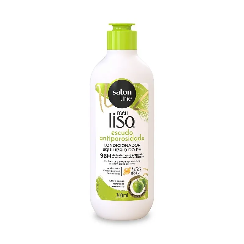 Condicionador Meu Liso Tratamento Profundo Escudo Antiporosidade Hidratação Cabelo Brilho Intenso Maçã Verde 300ml Salon Line