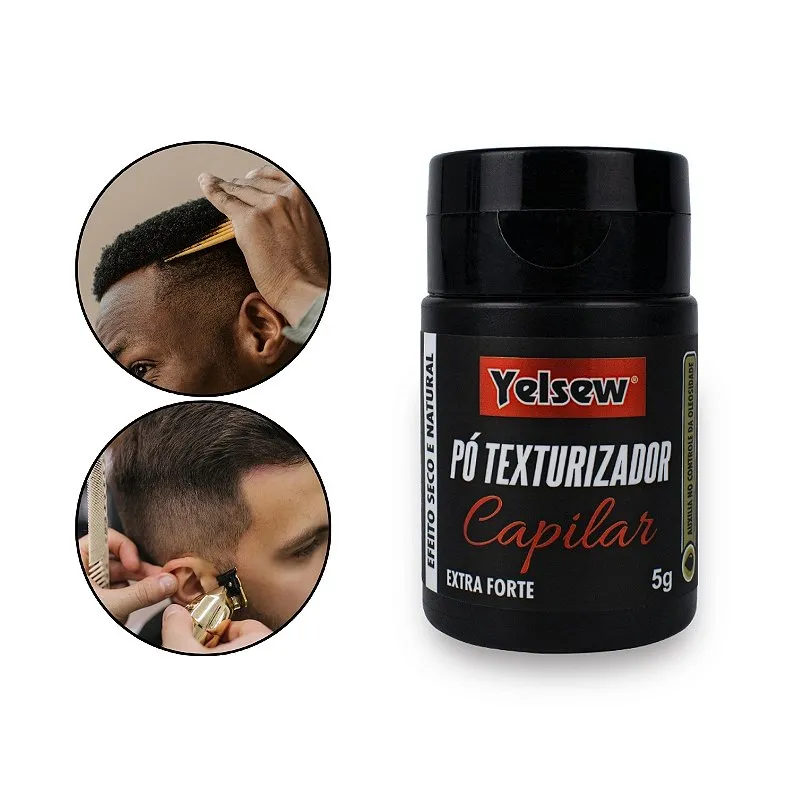 Pó Texturizador Capilar Extra Forte Efeito Seco Matte Acamento Profissional Barbearia 5g, Yelsew