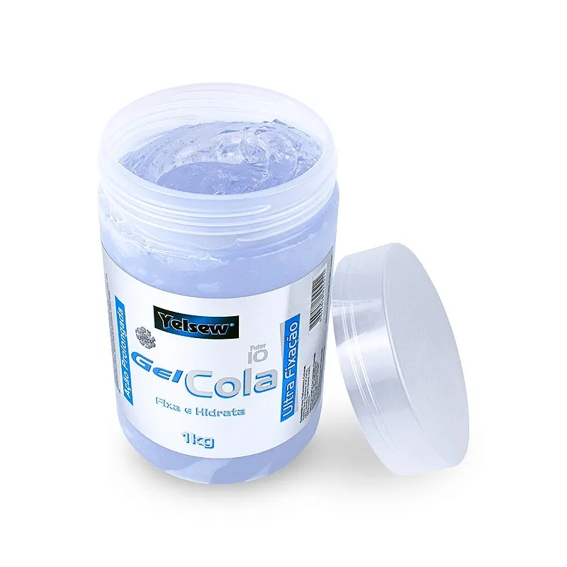 Pote Gel Cola Transparente Ultra Fixação Penteado Cabelo Definição Prolongada Hidratação Antifrizz 1Kg Yelsew