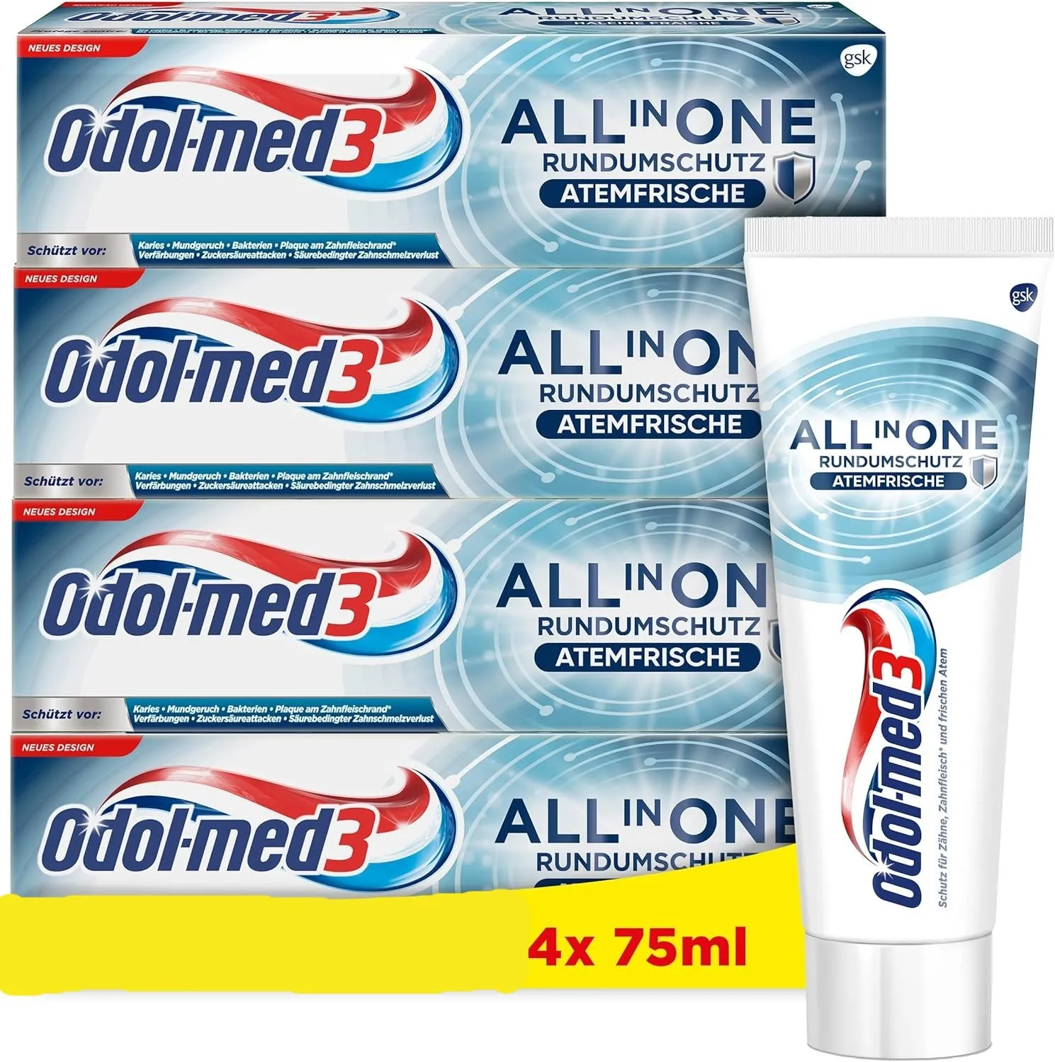 ODOL-MED3 Tudo em uma proteção original de creme dental original 4 x 75 ml