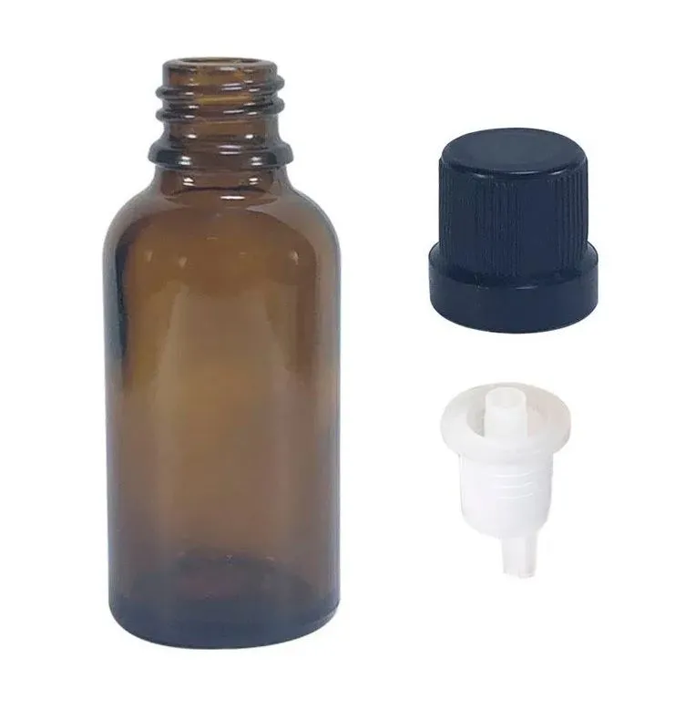 Frasco de Vidro Âmbar 30ml com Gotejador 1un