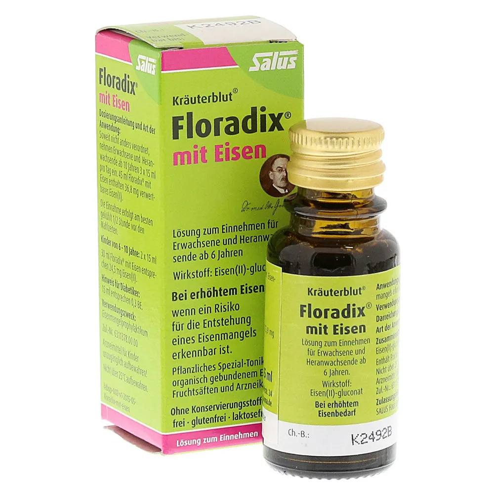 Mini salus floradix com bebida de ferro 15 ml