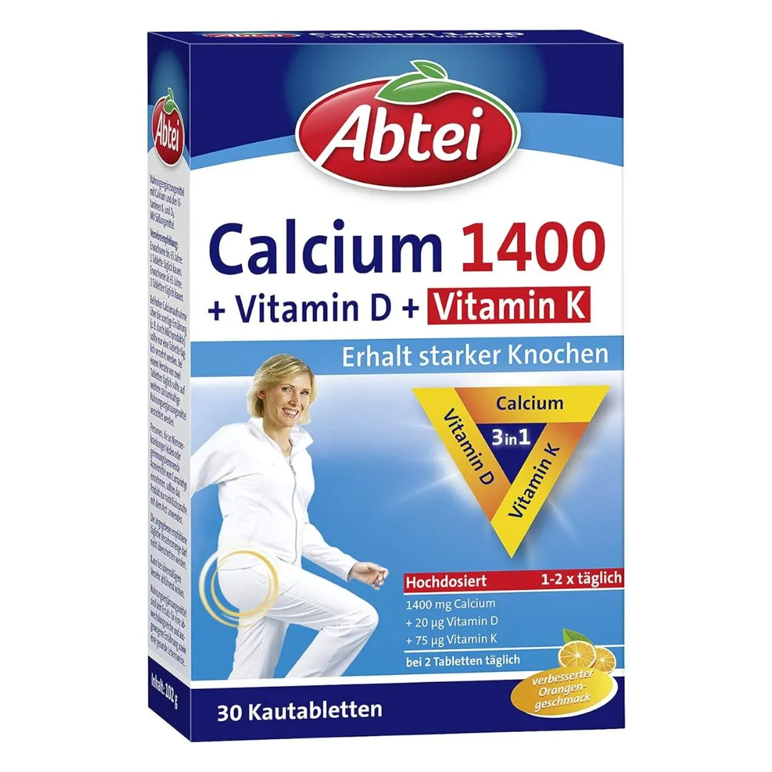 Abtei Cálcio 1400 + Vitamina D + Vitamina K 30 Guia mastigável