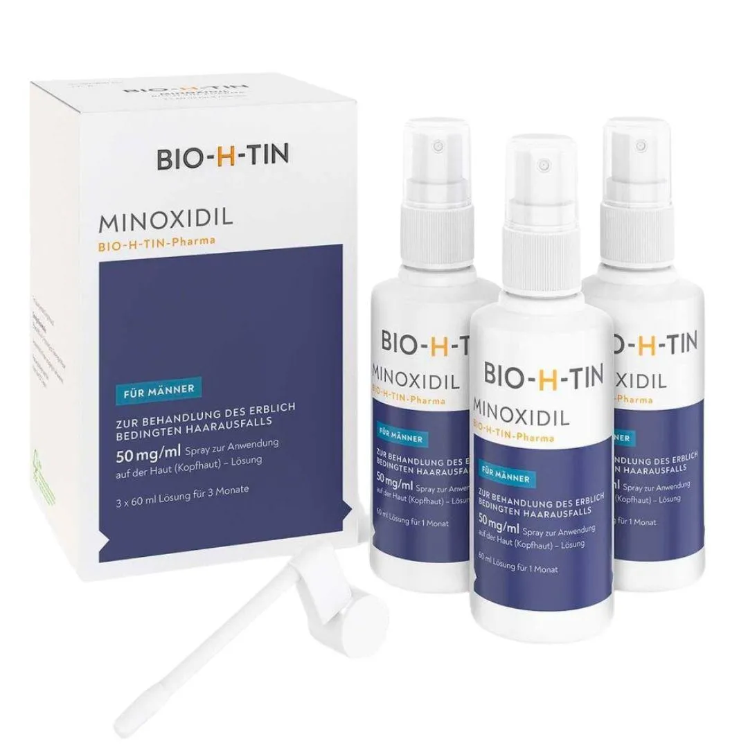 Bio-h-tin minoxidil pharma 50mg/ml para homens pulverizar 60 ml x 3