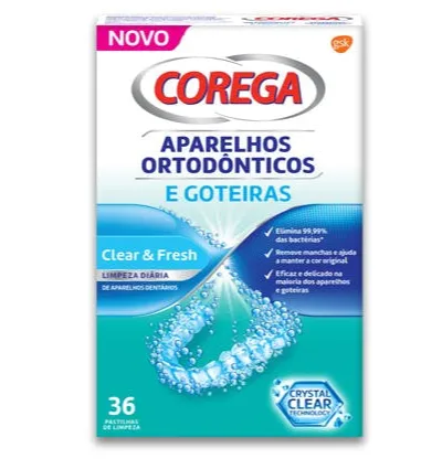 Corega Aparelhos Ortodônticos e Goteiras 36 Pastilhas