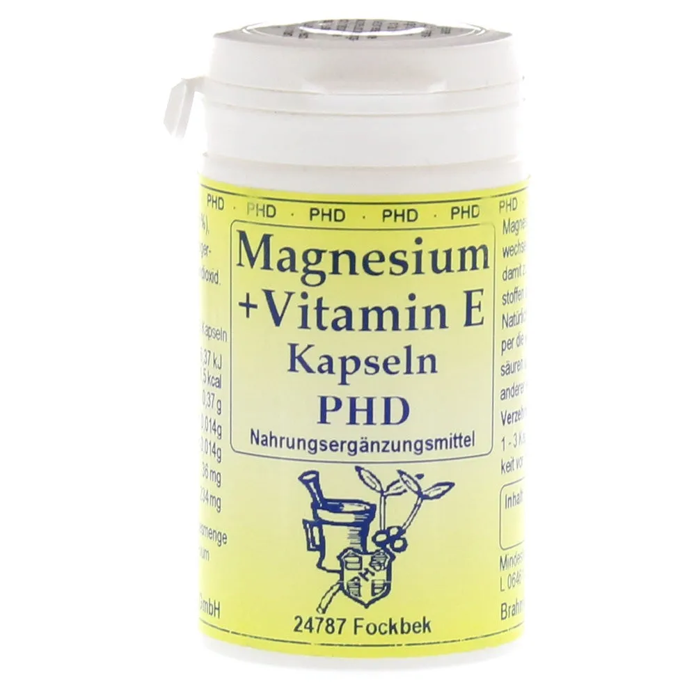 PhD magnésio + cápsulas de vitamina E 60 Cap