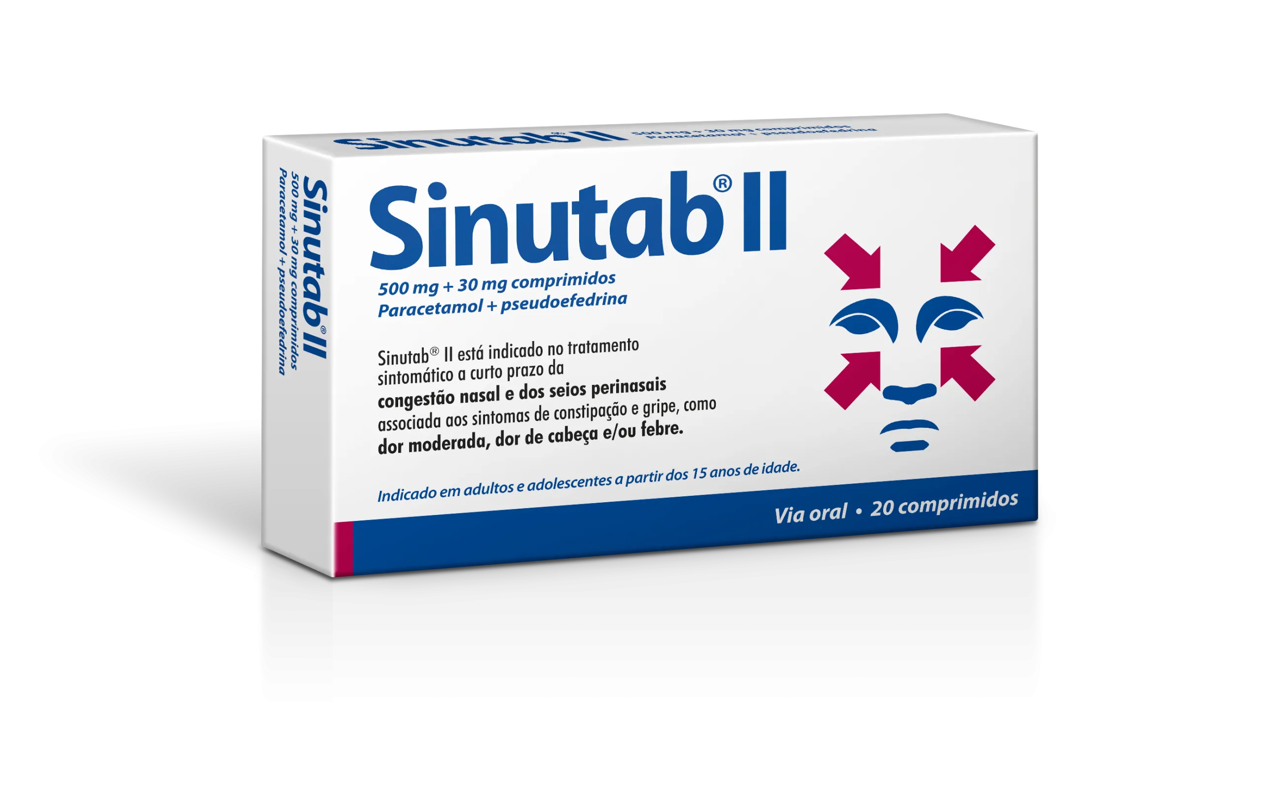 Sinutab II 500/30 mg x 20 Comprimidos – Alívio da Congestão e Sintomas de Gripe