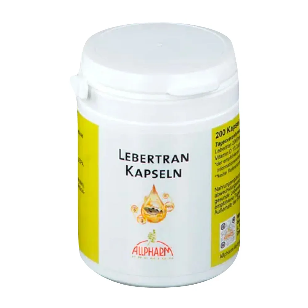 Óleo de fígado de bacalhau Allpharm 500 mg cápsulas 200 Cap