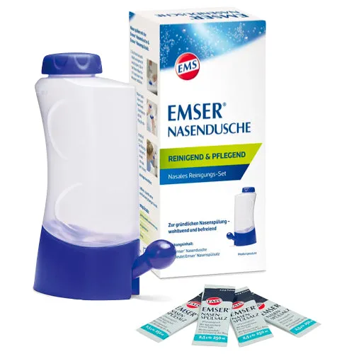 Douche nasal de Emser com 4 sacos de sal de enxaguamento nasal 1 pc