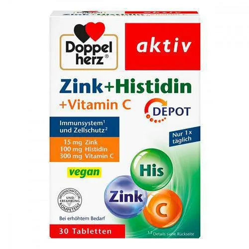 Doppelerz Zinc + histidina + comprimidos de vitamina C 30 PCs